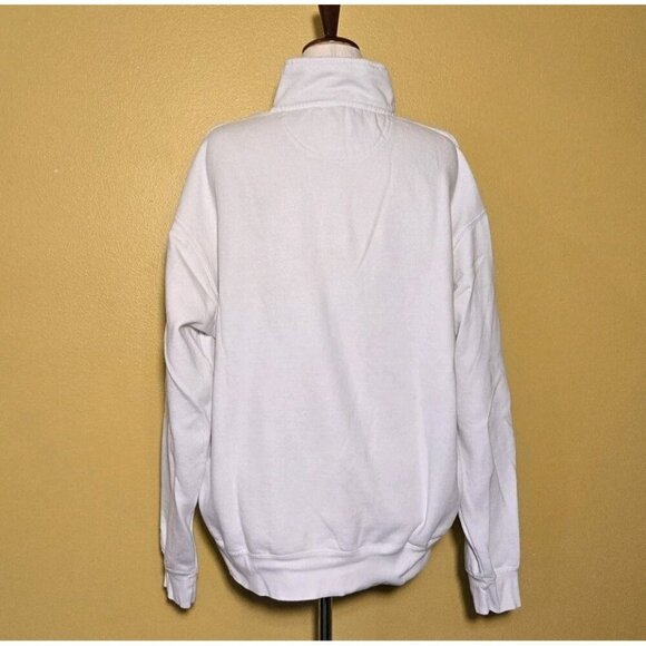 Blue 84 Holy Loon Lake Quarter Zip Pullover Women L White College Sweatshirt Use - Picture 2 of 8